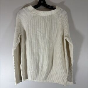 Banana Republic White Knit Sweater Women's Medium Open Back Bow Cream Ivory
